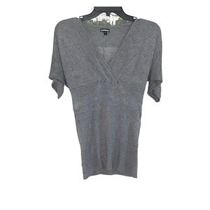 V-neck ruched sleeve sweater top